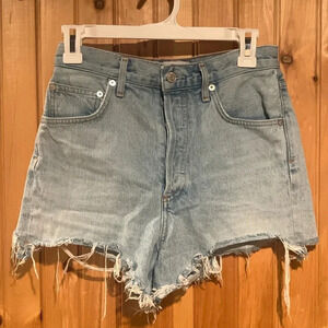 Agolde Faded Blue Denim Shorts